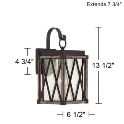Possini Euro Design Brawley Rustic Industrial Outdoor Wall Light Fixture Bronze Wood Grain 13 1/2" Clear Seedy Glass For Post Exterior Barn Deck House -Possini Euro Design GUEST 01352250 e1dd 4954 be3b 6ebdb720546a