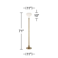 Possini Euro Design Cecil Modern Industrial Torchiere Floor Lamp 71" Tall Warm Gold Metal Opal Glass Shade For Living Room Bedroom Office House Home -Possini Euro Design GUEST 0204d0cd 46ae 4294 b55a 1572cf84acce