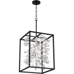 Possini Euro Design Black Silver Pendant Chandelier 15 1/4" Wide Modern Clear Crystal Flower Vine 4-Light Fixture For Dining Room House -Possini Euro Design GUEST 033b4ac6 8444 424e 853a 4c98b40734b7