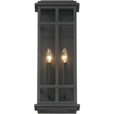 Possini Euro Design Modern Industrial Outdoor Wall Light Fixture Cool Black Windowpane Frame 20" For Post Exterior Barn Deck House 5 Possini Euro Design Modern Industrial Outdoor Wall Light Fixture Cool Black Windowpane Frame 20" For Post Exterior Barn Deck House - Image 3