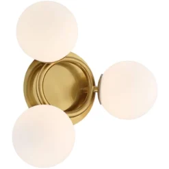 Possini Euro Design Modern Ceiling Light Flush Mount Fixture Brass 18" Wide 3-Light Frosted White Glass Globes Bedroom Living Room -Possini Euro Design GUEST 06411361 fd0b 4cb1 bb74 953912030950