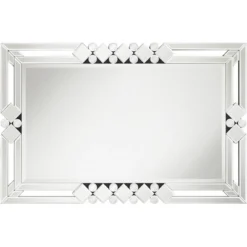 Possini Euro Design Clafia Rectangular Vanity Wall Mirror Modern Beveled Edge Clear Diamond Mirrored Frame 26" Wide For Bathroom Bedroom Living Room -Possini Euro Design GUEST 07d5a6e5 1587 4615 9b69 d5b6fd2fb72c