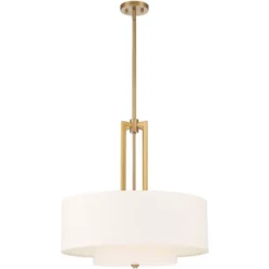 Possini Euro Design Sundry Warm Brass Pendant Chandelier 24" Wide Modern Double Drum Shades 4-Light Fixture For Dining Room House Foyer Kitchen Island -Possini Euro Design GUEST 08910e51 30b2 43c2 b576 d65de6e7ce98