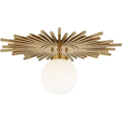 Possini Euro Design Hazel Modern Ceiling Light Semi Flush Mount Fixture 24" Wide Warm Brass White Globe Shade For Bedroom Kitchen Living Room Hallway -Possini Euro Design GUEST 09f457ea 2d85 4a3f a988 56d08537b4d9