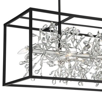 Possini Euro Design Carrine Black Silver Linear Pendant Chandelier 38 1/2" Wide Modern Clear Crystal 8-Light Fixture For Dining Room Kitchen Island 5 Possini Euro Design Carrine Black Silver Linear Pendant Chandelier 38 1/2" Wide Modern Clear Crystal 8-Light Fixture For Dining Room Kitchen Island - Image 3