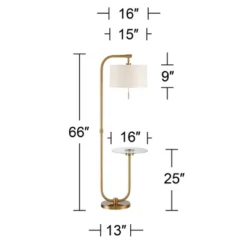 Possini Euro Design Volta Modern Floor Lamp With Tray Table 66" Tall Brass USB Charging Port White Drum Shade For Living Room Bedroom Office House -Possini Euro Design GUEST 0b51f10c f28d 4873 a815 588c573b8b5f