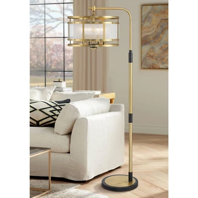 Possini Euro Design Modern Arc Floor Lamp 66" Tall Warm Gold Matte Black 4-Light Frosted Rain Pattern Glass For Living Room House 2 Possini Euro Design Modern Arc Floor Lamp 66" Tall Warm Gold Matte Black 4-Light Frosted Rain Pattern Glass For Living Room House