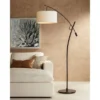 Possini Euro Design Raymond Modern Arc Floor Lamp 69" Tall Bronze Adjustable Boom Arm Off White Linen Drum Shade For Living Room Reading Bedroom Home -Possini Euro Design GUEST 0e8aacd0 3419 4292 8f23 88a00be34b15