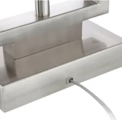 Possini Euro Design Modern Table Lamp With USB Outlet Reading Light LED 29.25" Tall Brushed Nickel Rectangular Off White Shade Bedroom Office -Possini Euro Design GUEST 0ee048e2 860f 486d 90da 3e466d98667b