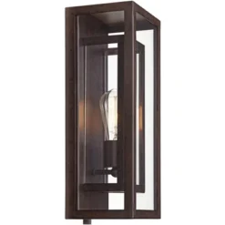 Possini Euro Design Modern Industrial Farmhouse Rustic Outdoor Wall Light Fixture Bronze 15 1/2" Clear Glass For Exterior Barn Deck House Porch Yard -Possini Euro Design GUEST 0fff35c4 151a 425d bffa e2fd30f7088b 1