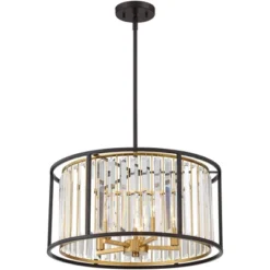 Possini Euro Design Milne Bronze Gold Drum Pendant Chandelier 20" Wide Modern Crystal 5-Light Fixture For Dining Room House Kitchen Island Entryway -Possini Euro Design GUEST 12d42693 bdef 422d a53e b6d5fe5712d6