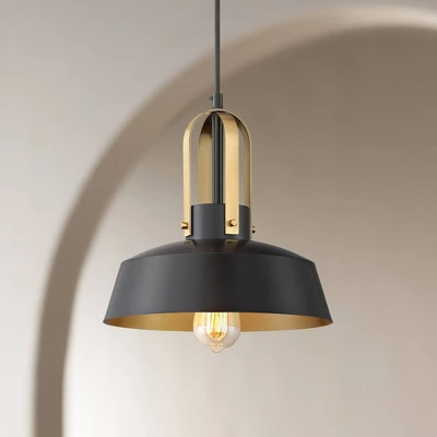 Possini Euro Design Black Warm Brass Mini Pendant Lighting Fixture 12" Wide Farmhouse Rustic For Dining Room House Home Kitchen Island High Ceilings 3 Possini Euro Design Black Warm Brass Mini Pendant Lighting Fixture 12" Wide Farmhouse Rustic For Dining Room House Home Kitchen Island High Ceilings