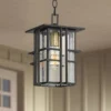 Possini Euro Design Arley Modern Outdoor Hanging Light Black Geometric Frame 12 1/2" Seedy Glass For Post Exterior Barn Deck House Porch Yard Patio -Possini Euro Design GUEST 15db9fab 6a7a 4d74 82df efeac7e353f7