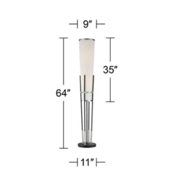 Possini Euro Design Flute Modern Torchiere Floor Lamp 64" Tall Satin Black Brushed Nickel White Linen Shade For Living Room Bedroom Office House Home -Possini Euro Design GUEST 1763d15f 171c 4a32 b512 3b6d85eee901