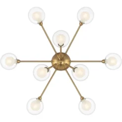 Possini Euro Design Spheres Modern Ceiling Light Flush Mount Fixture 28" Wide Warm Brass 9-Light LED Clear Globe Glass For Bedroom Kitchen Living Room -Possini Euro Design GUEST 1a528675 684f 46e4 81d5 bf4b25c5aa5e