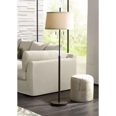 Possini Euro Design Nayla Modern Floor Lamp 62 1/2" Tall Bronze Metal Off White Fabric Tapered Drum Shade For Living Room Bedroom Office House Home 3 Possini Euro Design Nayla Modern Floor Lamp 62 1/2" Tall Bronze Metal Off White Fabric Tapered Drum Shade For Living Room Bedroom Office House Home