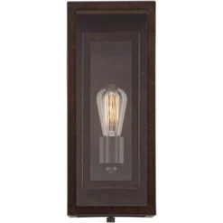 Possini Euro Design Modern Industrial Farmhouse Rustic Outdoor Wall Light Fixture Bronze 15 1/2" Clear Glass For Exterior Barn Deck House Porch Yard -Possini Euro Design GUEST 1c02b524 ed1c 4e9d 8f8e 997f235debf9 1