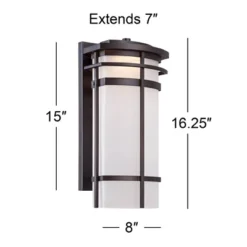 Possini Euro Design Theola Modern Outdoor Wall Light Fixture Bronze LED 16 1/4" Etched Glass Shade For Post Exterior Barn Deck House Porch Yard Patio -Possini Euro Design GUEST 1e206827 b408 4001 b8d0 6e2c1d9ec267