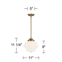 Possini Euro Design Soft Gold Mini Pendant Light 11" Wide Modern Schoolhouse Opal Glass Shade For Dining Living Room House Island -Possini Euro Design GUEST 1ec4db27 de8a 478c 83f1 d24a7b047541