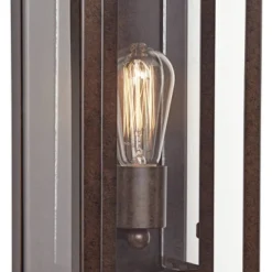 Possini Euro Design Modern Industrial Farmhouse Rustic Outdoor Wall Light Fixture Bronze 15 1/2" Clear Glass For Exterior Barn Deck House Porch Yard -Possini Euro Design GUEST 1f2af868 47aa 49ee 9a8e 4b48f5473f00 1