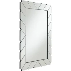 Possini Euro Design Prandini Rectangular Vanity Wall Mirror Modern Beveled Mirrored Glass Tile Frame 28" Wide For Bathroom Bedroom Home House Entryway -Possini Euro Design GUEST 1fa62c75 71da 44fa b332 e910f43f193a