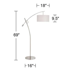 Possini Euro Design Modern Arc Floor Lamp 69" Tall Brushed Steel Adjustable Boom Off White Linen Drum Shade For Living Room Reading Office -Possini Euro Design GUEST 2081ee1d 69c6 4572 b5f7 92c5a78911d4