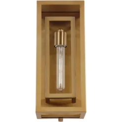 Possini Euro Design Modern Outdoor Wall Light Fixture Brass 16 1/4" Clear Glass Panel For Exterior Barn Deck House Porch Yard Patio Outside Garage -Possini Euro Design GUEST 20bc73bb 99dd 4e55 bb18 a1f7e2b92e64