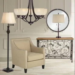 Possini Euro Design Rustic Farmhouse Table Lamp 33" Tall Dark Bronze Metal Off White Burlap Fabric Drum Shade For Bedroom Living Room House Bedside 16 Possini Euro Design Rustic Farmhouse Table Lamp 33" Tall Dark Bronze Metal Off White Burlap Fabric Drum Shade For Bedroom Living Room House Bedside -Possini Euro Design GUEST 2220d293 cc32 498b 885b 357795ec14f4