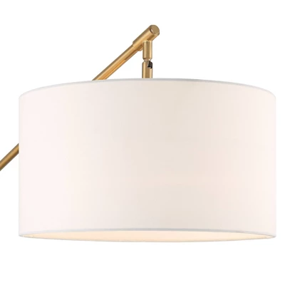 Possini Euro Design Mid Century Modern Arc Floor Lamp 72 1/2" Tall Espresso Warm Gold Metal White Linen Drum Shade For Living Room 4 Possini Euro Design Mid Century Modern Arc Floor Lamp 72 1/2" Tall Espresso Warm Gold Metal White Linen Drum Shade For Living Room - Image 2