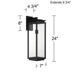 Possini Euro Design Atkins Modern Outdoor Wall Light Fixture Matte Black 24" Clear Glass For Post Exterior Barn Deck House Porch Yard Patio Outside -Possini Euro Design GUEST 2450aeb0 467a 41aa 8a01 083bfd65a57e