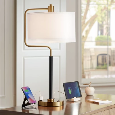 Possini Euro Design Possini Euro Carlyle USB Port And Outlet Modern Desk Lamps Set Of 2 8 Possini Euro Design Possini Euro Carlyle USB Port And Outlet Modern Desk Lamps Set Of 2 - Image 7