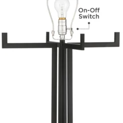 Possini Euro Design Madrid Modern Industrial Floor Lamp 64" Tall Matte Black Metal White Linen Hardback Drum Shade For Living Room Bedroom Office Home -Possini Euro Design GUEST 27cdcff6 0555 4b3e 9660 2968ac07a0ce