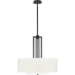 Possini Euro Design Sundry Semi Gloss Black Drum Pendant Chandelier 24" Wide Modern Double Shade 4-Light Fixture For Dining Room Foyer Kitchen Island -Possini Euro Design GUEST 27e81486 f3db 4192 b64a d18fef770ca4