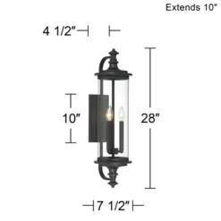 Possini Euro Design Medici Modern Outdoor Wall Light Fixture Black 28" Clear Glass For Post Exterior Barn Deck House Porch Yard Patio Home Outside -Possini Euro Design GUEST 283aefd0 e2f6 4932 845b 0f7eddff5054