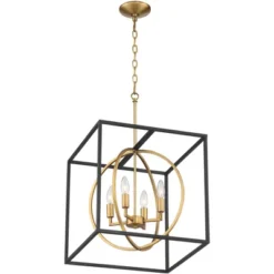 Possini Euro Design Black Warm Brass Cage Foyer Pendant Chandelier 16 1/2" Wide 4-Light Mid Century Modern For Dining Room House 12 Possini Euro Design Black Warm Brass Cage Foyer Pendant Chandelier 16 1/2" Wide 4-Light Mid Century Modern For Dining Room House -Possini Euro Design GUEST 28ea49df ca47 49e3 a1cf 824e7d8c91a0