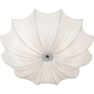 Possini Euro Design Planetarium Modern Ceiling Light Flush Mount Fixture 21" Wide Chrome 3-Light Ivory Fabric Scalloped Bowl For Bedroom Living Room 6 Possini Euro Design Planetarium Modern Ceiling Light Flush Mount Fixture 21" Wide Chrome 3-Light Ivory Fabric Scalloped Bowl For Bedroom Living Room - Image 4