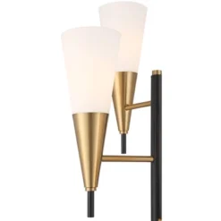 Possini Euro Design Quatro Mid Century Modern Tree Floor Lamp 71" Tall Black Gold Metal 4 Light Frosted Glass Cone Shade For Living Room Bedroom House -Possini Euro Design GUEST 2b74941b 60aa 4a94 b028 4f70395f3b39