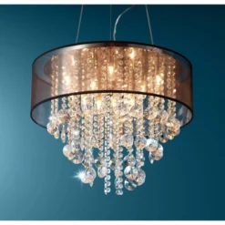 Possini Euro Design Bretton Brushed Nickel Chandelier 22" Wide Modern Clear Glass Crystal Black Sheer Shade 12-Light Fixture For Dining Room Kitchen -Possini Euro Design GUEST 2bdffecd 573f 47bb 8326 53a83e33fd10