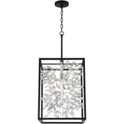 Possini Euro Design Black Silver Pendant Chandelier 15 1/4" Wide Modern Clear Crystal Flower Vine 4-Light Fixture For Dining Room House -Possini Euro Design GUEST 2c0ac3d2 f550 4e05 a701 cecb42c1b5ec