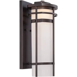 Possini Euro Design Theola Modern Outdoor Wall Light Fixture Bronze LED 16 1/4" Etched Glass Shade For Post Exterior Barn Deck House Porch Yard Patio -Possini Euro Design GUEST 2cf7930b f184 46e7 af00 169a88f8a51b