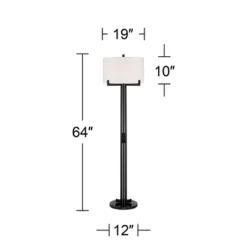 Possini Euro Design Madrid Modern Industrial Floor Lamp 64" Tall Matte Black Metal White Linen Hardback Drum Shade For Living Room Bedroom Office Home -Possini Euro Design GUEST 2ec65979 7f85 4ee3 b275 fe6197b4876d