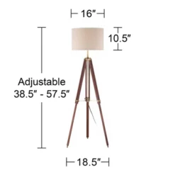 Possini Euro Design Serveyor Modern 57 1/2" Tall Tripod Floor Lamp Smart Socket Cherry Wood Brass Adjustable Beige Shade For Living Room -Possini Euro Design GUEST 32f46e7b 738e 47e4 bf67 5ad4a9f1e56d