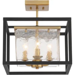 Possini Euro Design Liston Modern Ceiling Light Semi Flush Mount Fixture 14" Wide Black Brass 4-Light Ice Glass Panels For Bedroom Kitchen Living Room 10 Possini Euro Design Liston Modern Ceiling Light Semi Flush Mount Fixture 14" Wide Black Brass 4-Light Ice Glass Panels For Bedroom Kitchen Living Room -Possini Euro Design GUEST 34562e59 7a95 4991 9709 d1adb6b3c6af