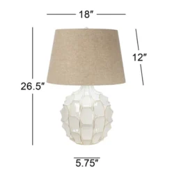 Possini Euro Design Cosgrove Modern Mid Century Table Lamp 26 1/2" High White Glazed Ceramic Light Brown Linen Drum Shade For Bedroom Living Room Home -Possini Euro Design GUEST 34dc29fc 23d6 476f 8fbe 11585209e5be