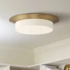 Possini Euro Design Melber Modern Ceiling Light Flush Mount Fixture 14" Wide Warm Brass Gold 3-Light Opal White Glass Shade For Bedroom Living Room -Possini Euro Design GUEST 360829f5 f3dd 4663 9c20 a2a5bf80edb4
