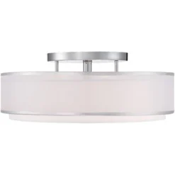 Possini Euro Design Modern Ceiling Lighting Semi Flush Mount Fixture 20" Wide Chrome 3-Light Sheer Outer Off White Inner Drum Shade For Bedroom House 10 Possini Euro Design Modern Ceiling Lighting Semi Flush Mount Fixture 20" Wide Chrome 3-Light Sheer Outer Off White Inner Drum Shade For Bedroom House -Possini Euro Design GUEST 371bb737 03fa 4285 b6a2 498ffb003828