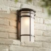 Possini Euro Design Theola Modern Outdoor Wall Light Fixture Bronze LED 12 3/4" Etched Glass Shade For Post Exterior Barn Deck House Porch Yard Patio -Possini Euro Design GUEST 3aee6a2d 2806 44d2 abb3 60a554b5b711
