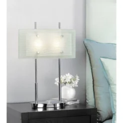 Possini Euro Design Charles Street Modern Desk Lamp 23" High Chrome Satin Nickel Frosted Slump Glass Shade For Bedroom Living Room Bedside Nightstand -Possini Euro Design GUEST 3bdf3030 61f4 4ddc a0cc 4536c4f46d6d