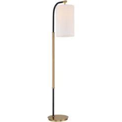 Possini Euro Design Sausalito Mid Century Modern Downbridge Floor Lamp 67" Tall Warm Gold Black Metal Linen Cylinder Shade For Living Room Reading -Possini Euro Design GUEST 3bf9f407 266b 44e5 967a ea8d12b8c2cd