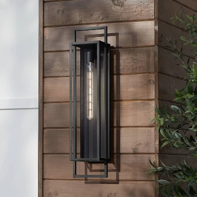Possini Euro Design Jericho Modern Outdoor Wall Light Fixture Textured Black Steel 28" Clear Glass For Post Exterior Barn Deck House Porch Yard Patio 7 Possini Euro Design Jericho Modern Outdoor Wall Light Fixture Textured Black Steel 28" Clear Glass For Post Exterior Barn Deck House Porch Yard Patio - Image 5